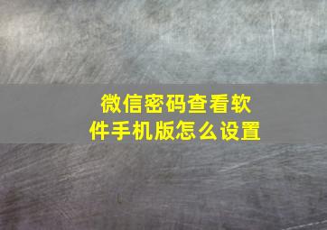 微信密码查看软件手机版怎么设置