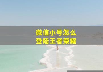 微信小号怎么登陆王者荣耀