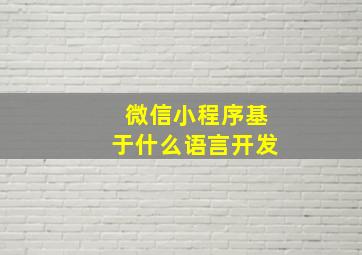 微信小程序基于什么语言开发