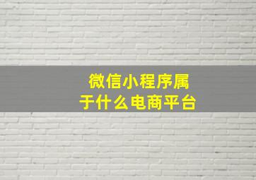 微信小程序属于什么电商平台