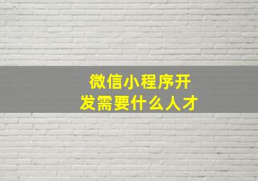 微信小程序开发需要什么人才