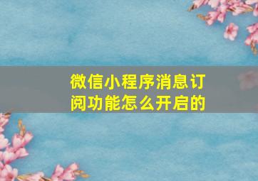 微信小程序消息订阅功能怎么开启的