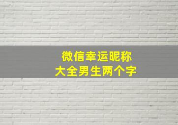 微信幸运昵称大全男生两个字