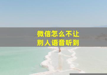 微信怎么不让别人语音听到