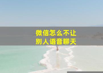 微信怎么不让别人语音聊天