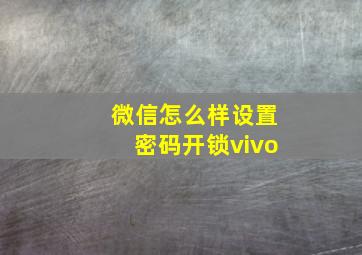 微信怎么样设置密码开锁vivo