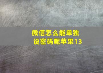 微信怎么能单独设密码呢苹果13