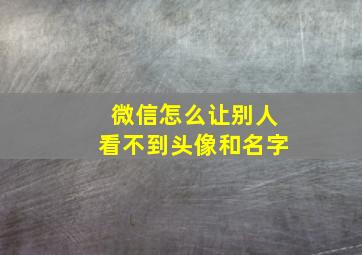 微信怎么让别人看不到头像和名字