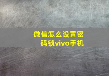 微信怎么设置密码锁vivo手机