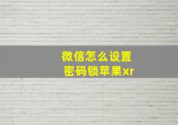 微信怎么设置密码锁苹果xr