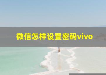 微信怎样设置密码vivo