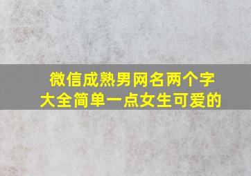 微信成熟男网名两个字大全简单一点女生可爱的