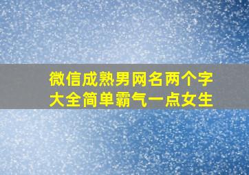 微信成熟男网名两个字大全简单霸气一点女生