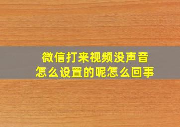 微信打来视频没声音怎么设置的呢怎么回事