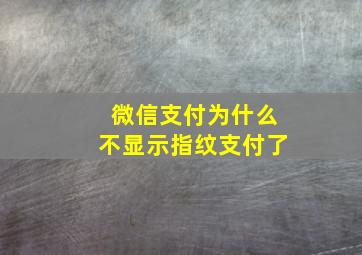 微信支付为什么不显示指纹支付了