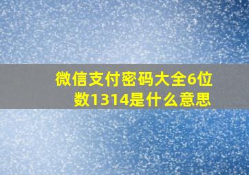 微信支付密码大全6位数1314是什么意思