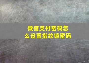 微信支付密码怎么设置指纹锁密码