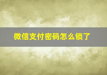 微信支付密码怎么锁了