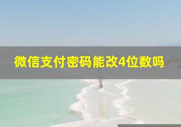 微信支付密码能改4位数吗