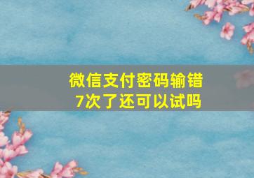 微信支付密码输错7次了还可以试吗