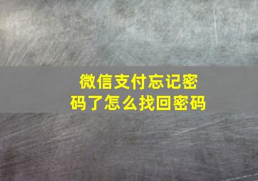 微信支付忘记密码了怎么找回密码