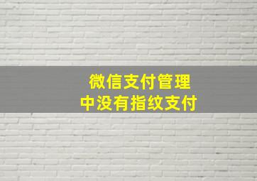 微信支付管理中没有指纹支付