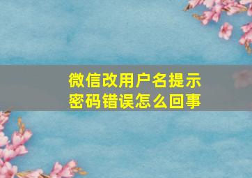 微信改用户名提示密码错误怎么回事