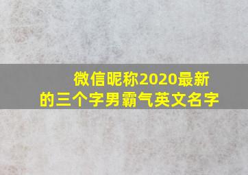 微信昵称2020最新的三个字男霸气英文名字