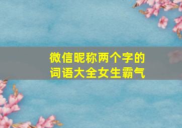 微信昵称两个字的词语大全女生霸气