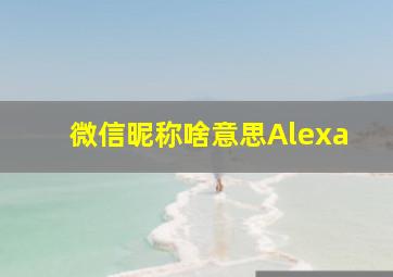 微信昵称啥意思Alexa