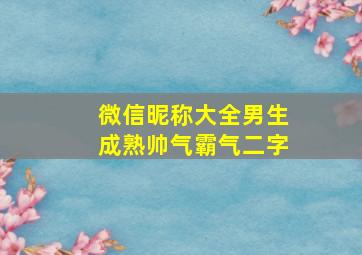 微信昵称大全男生成熟帅气霸气二字