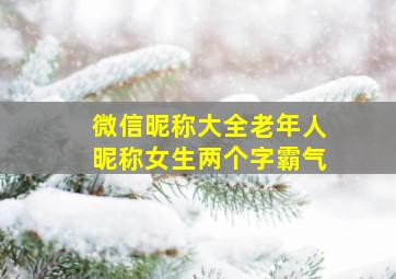 微信昵称大全老年人昵称女生两个字霸气