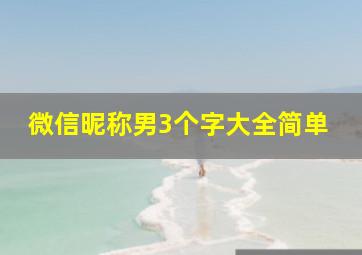 微信昵称男3个字大全简单