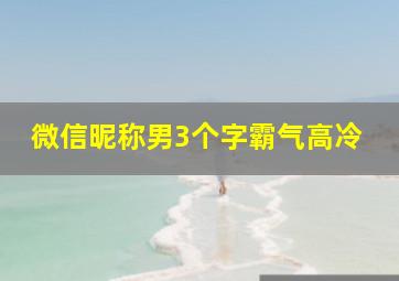 微信昵称男3个字霸气高冷