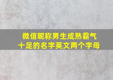 微信昵称男生成熟霸气十足的名字英文两个字母