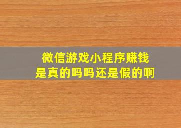 微信游戏小程序赚钱是真的吗吗还是假的啊