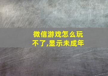 微信游戏怎么玩不了,显示未成年