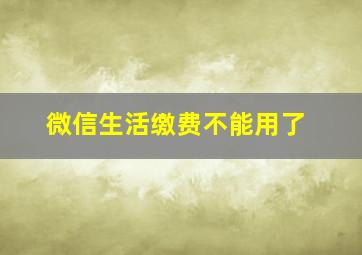 微信生活缴费不能用了