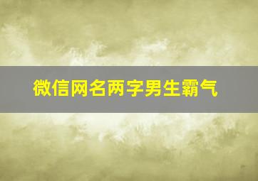 微信网名两字男生霸气