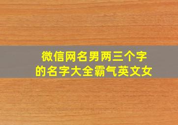 微信网名男两三个字的名字大全霸气英文女