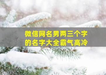 微信网名男两三个字的名字大全霸气高冷