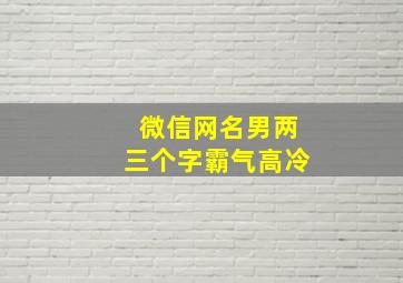 微信网名男两三个字霸气高冷