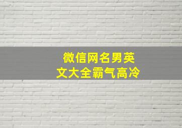 微信网名男英文大全霸气高冷