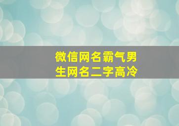 微信网名霸气男生网名二字高冷