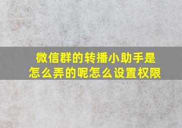 微信群的转播小助手是怎么弄的呢怎么设置权限