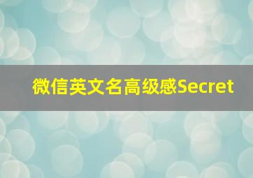 微信英文名高级感Secret