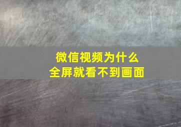 微信视频为什么全屏就看不到画面