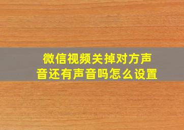 微信视频关掉对方声音还有声音吗怎么设置