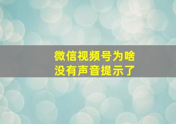 微信视频号为啥没有声音提示了