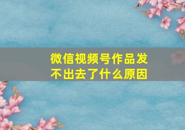 微信视频号作品发不出去了什么原因